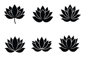 Elegant Lotus Flower Silhouettes Six Unique Floral Designs for Art & Design Projects