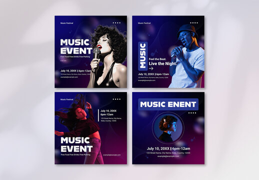 Bright Gradient Music Festival Event Social Media Post Template