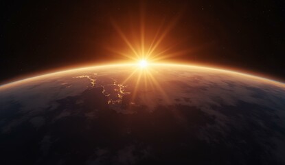 Fototapeta premium Sunrise Over Earth: A Spectacular View from Space