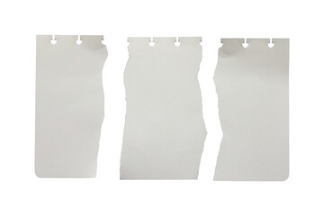 set of blank ripped or torn paper sheets isolated on transparent background,note paper message...