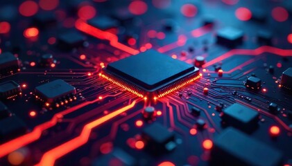 Glowing Futuristic Circuit Board Technological Innovation and Paradigm Shift