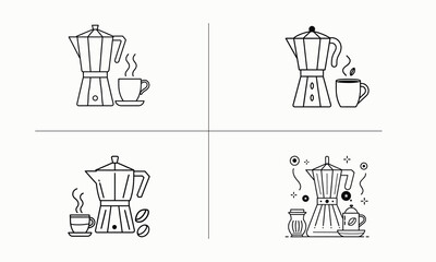 Italian espresso coffee with cup hand drawn vector illustration set with coffee