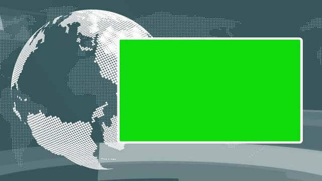 Green Screen Breaking News, Global Earth rotating Digital World News Studio for Live News report, Background with Blue Color. Global Earth rotating Digital World, intro, tv