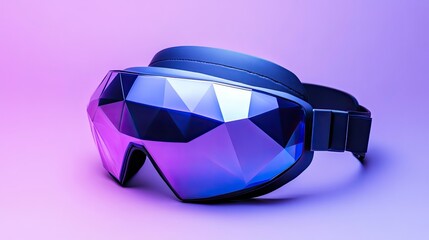 Futuristic Ski Goggles with Purple Background.