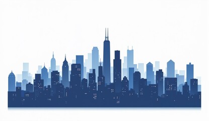 Fototapeta premium Monochromatic Cityscape Silhouette with Skyscrapers