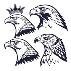 Eagle head vector illustration with wings, perfect for a striking tattoo or wild animal symbol art