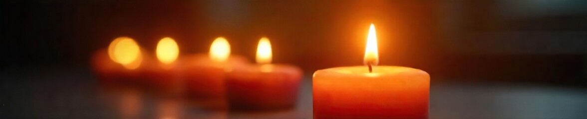 Flickering Candle Flame Warm Orange and Yellow Hues Create a Peaceful and Inviting Ambiance, Perfect for Relaxation, Meditation, and Spiritual Themes