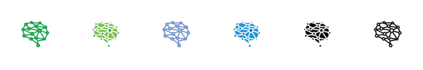 Neural Network Icon &ndash; Artificial Intelligence Brain Symbol with Connected Nodes in Modern Flat Style