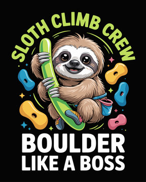 Sloth bouldern vector illustration