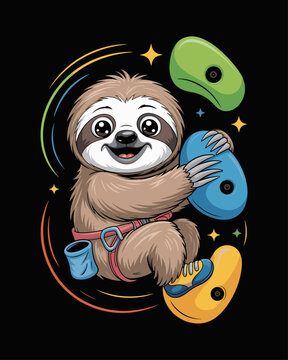 Sloth bouldern vector illustration