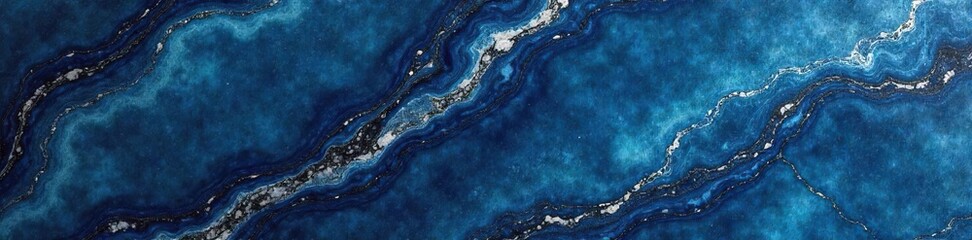Deep Blue Marble Close-up of Polished Stone with Swirling Veins, Tranquil and Luxurious Texture Perfect for Design and Architecture Backgrounds