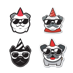 sticker design of Cartoon pug head
