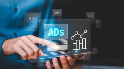 Online marketing and advertising concepts ,planning advertising marketing strategies concept...