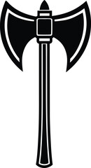 Double bit axe silhouette vector graphic illustration
