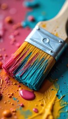 Vibrant Paintbrush Bristles Close-Up Ready for DIY Home Improvement Projects