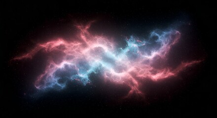 Pink nebula with energy waves flowing through the nebula cloud
