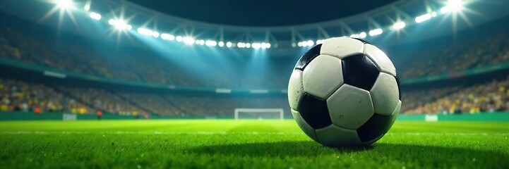 Dramatic Soccer Action Shot Brazilian Cup Match, Ball in Flight, Stadium Lights Gleaming