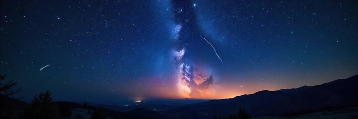 Breathtaking Night Sky Spectacle Shooting Stars Streaking Across a Star-Studded Expanse