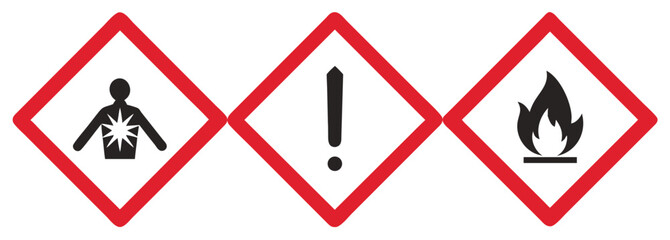 Three danger signs: toxic by inhalation / slightly toxic / flammable