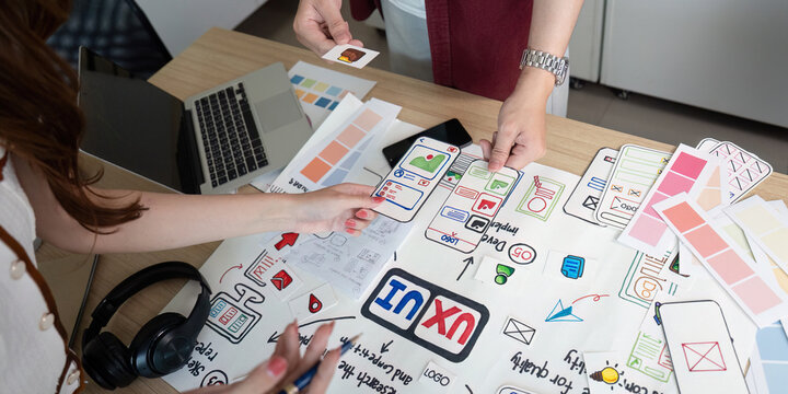 Creative UX and UI design process in action.