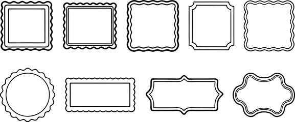 Collection of whimsical decorative frame shapes for design and crafting projects