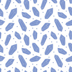 Pattern with crystals, quartzes, and ice pieces of different shapes. Flat design for decoration and celebration