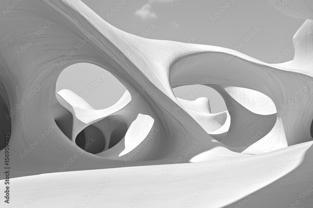 Fototapete abstract architectural forms in grayscale.