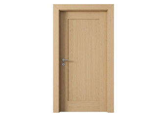 A modern wooden door isolated on transparent background