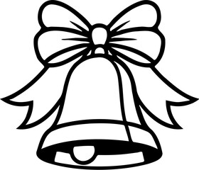 vector line art illustration of christmas bells, isolated on white