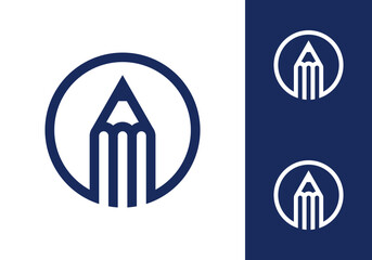 education logo, pencil logo, and student care vector
