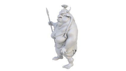 3D render of a female Viking character figurine on a light background. 3D render.