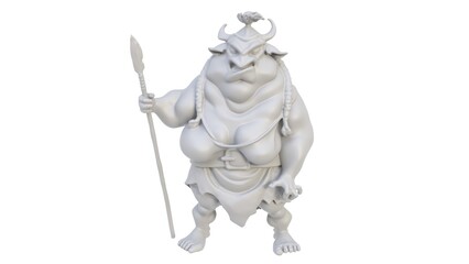 3D render of a female Viking character figurine on a light background. 3D render.