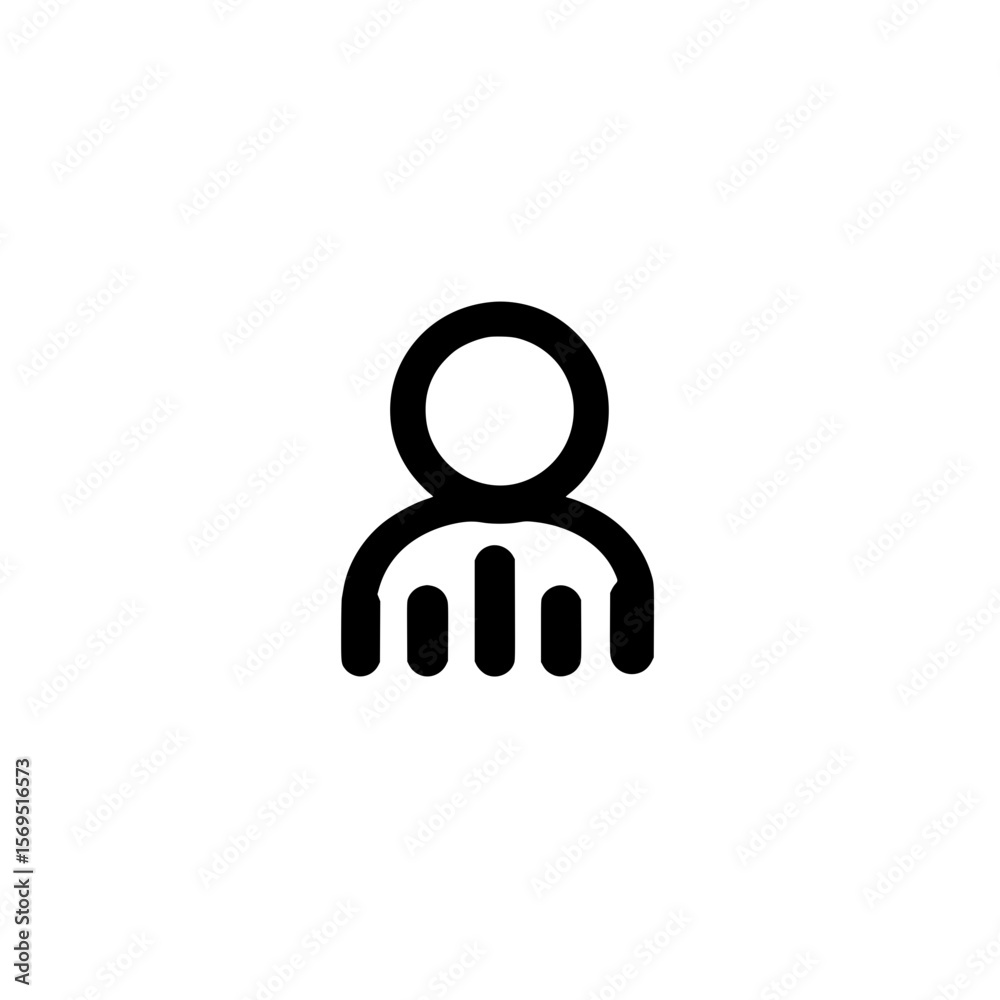 Poster user profile icon with bar chart representing personal analytics performance or growth data