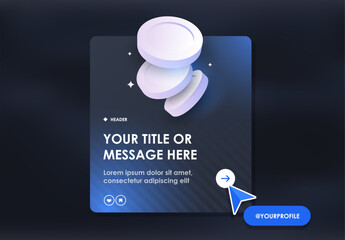 Modern Social Media Profile Banner with Clickable Button and 3D Elements for Online Branding & Engagement