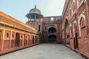 Agra Fort, Historic red sandstone fort of medieval India. Agra Fort is a historical fort in Agra, India.