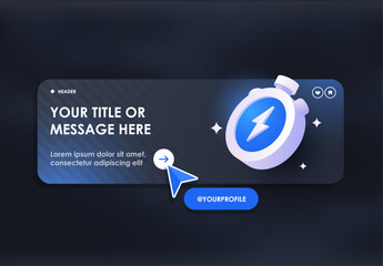 Modern Website Header Template with Social Media Profile Button, Icons, and Interactive Design Elements