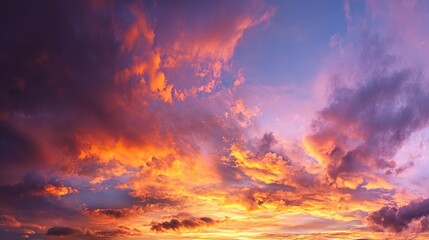 Fototapeta premium Vibrant sunset gradient from orange to purple, serene and abstract. Nature's breathtaking color symphony.