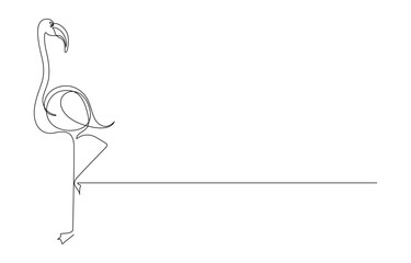 Flamingo Bird continuous line art drawing © samiya