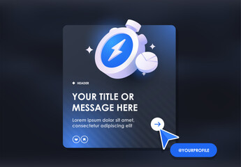 Modern Website Header Template with Social Media Profile Button, Icons, and Interactive Design Elements