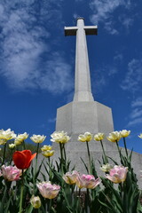 The cross of sacrifice in spring, Québec, Canada