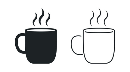 coffee cup black flat and line vector icon