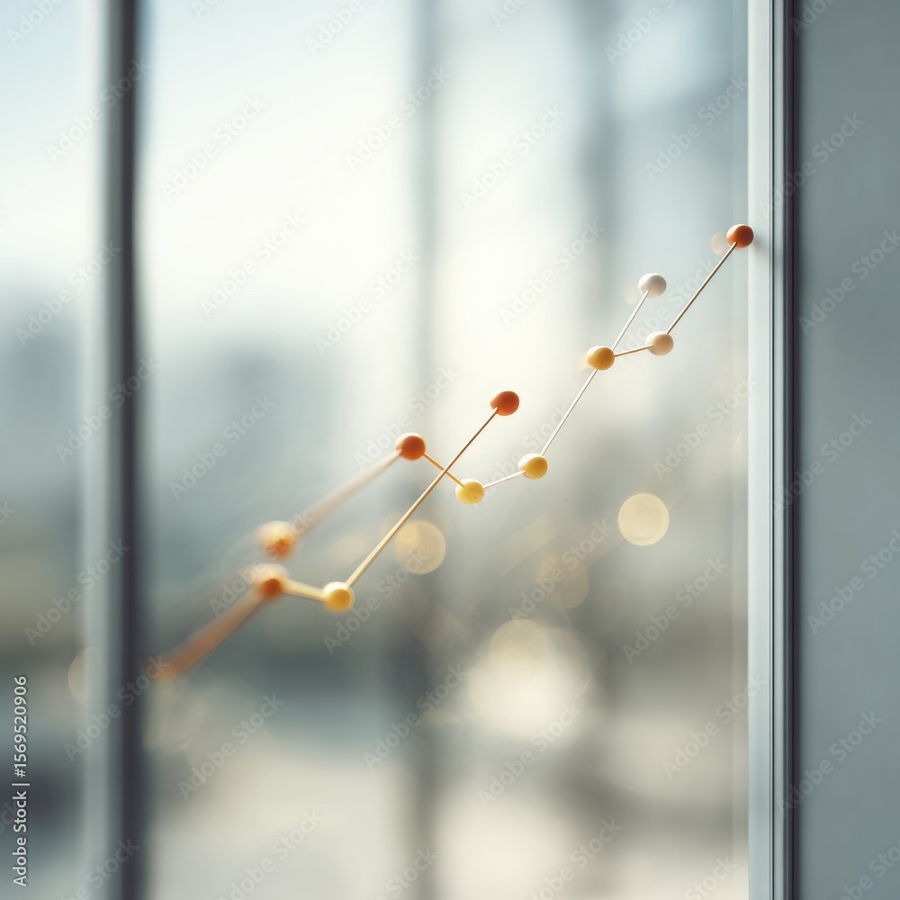 Aufkleber Modern Professional Digital Data Graph Showing Upward Trend Lines for Business Growth and Market Analysis in Corporate Marketing Content