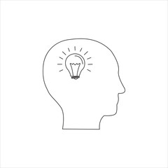 head,lightbulb,think high resolution vector creativity icon for education apps problem solving graphics for social channels and online campaigns smart solution themes
