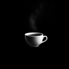 Enjoying hot coffee from a white cup in silence