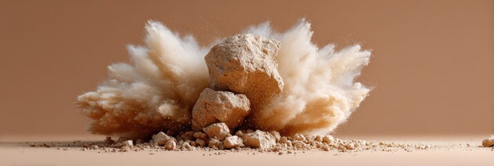 High-Quality Powerful Soil Explosion Simulation Modern Construction Safety Visual for Professional Worksite Emergency and Marketing Content