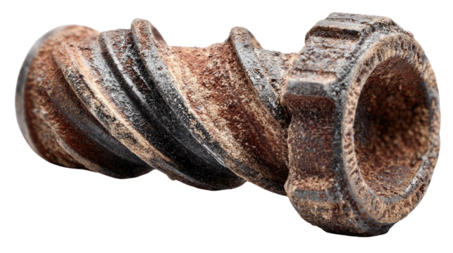 Rusty Bolt: A macro view of an old, rusted bolt, the details of the screw threads and head are sharp and visible, emphasizing the bolt's age and texture.