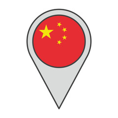Vector illustration of a geolocation tag colored with the flag of China