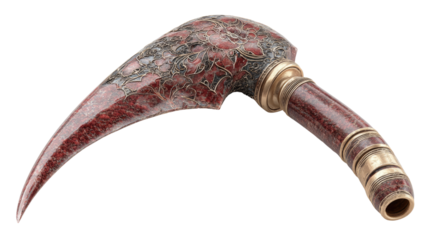 A Crimson Curve: An antique ceremonial weapon, its curved blade and intricately detailed hilt gleam with an aged beauty, hinting at a story of heritage and tradition.