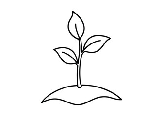Minimalist Single Line Drawing of Seedling Sprout