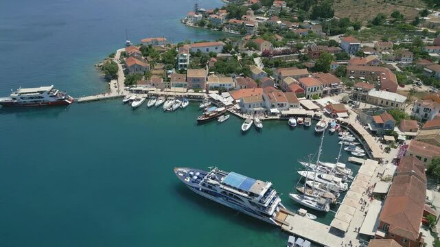 Aerial Footage of Fiskardo Village in Kefalonia, Greece